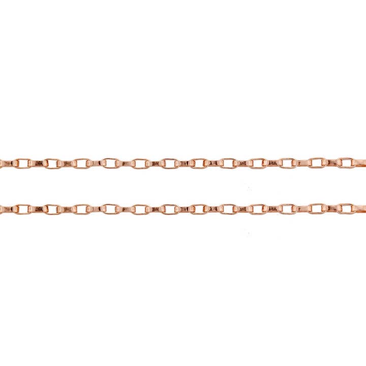 14Kt Rose Gold Filled 1.6x0.8mm Elongated Drawn Cable Chain - 100ft for wholesale by Plazko