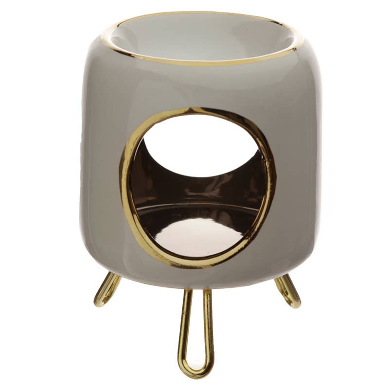 Puckator EU - Wholesale Oil Warmer - Eden Rounded Ceramic Oil Burner with Gold Feet3