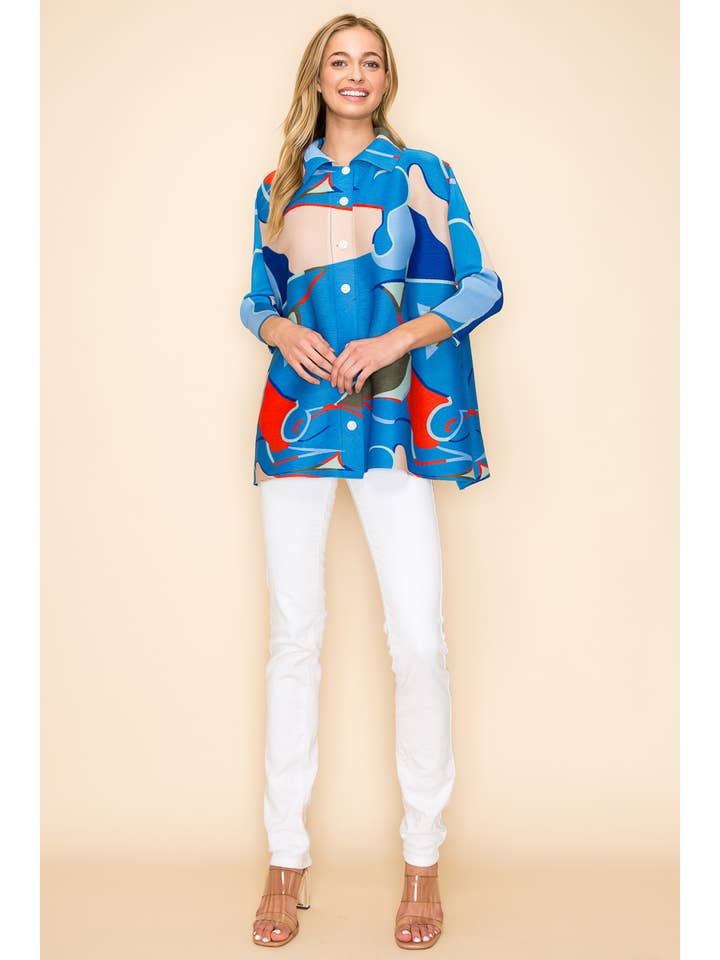QMP Moda - Wholesale Tunic - Women's - PLEATED LIGHTWEIGHT CARDIGAN/BLOUSE