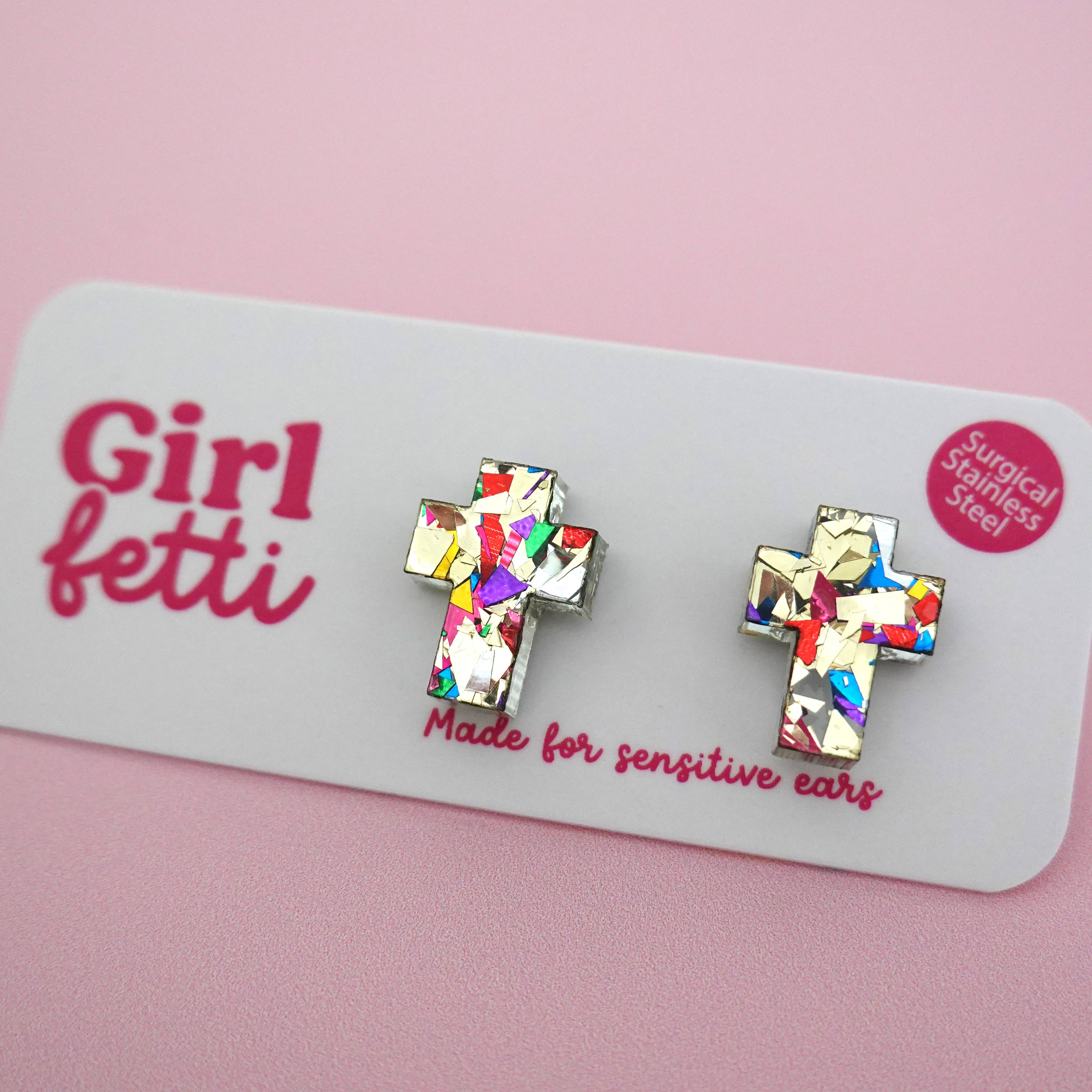 Girlfetti - Wholesale Stud/Post Earrings - Christian Easter Cross Acrylic Stud Earrings8