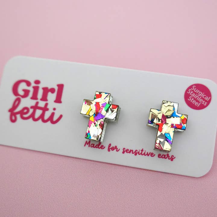 Girlfetti - Wholesale Stud/post earrings - Christian Easter Cross Acrylic Stud Earrings8