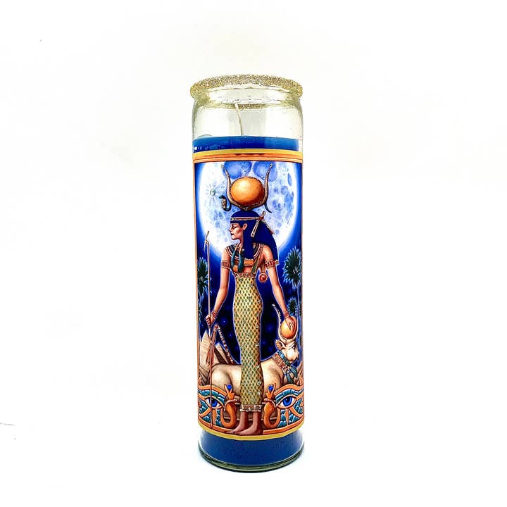 Ceridwen’s - Wholesale Jar/Filled Candle - Hathor Blue Glitter Candle - Egyptian Queen of Heaven0