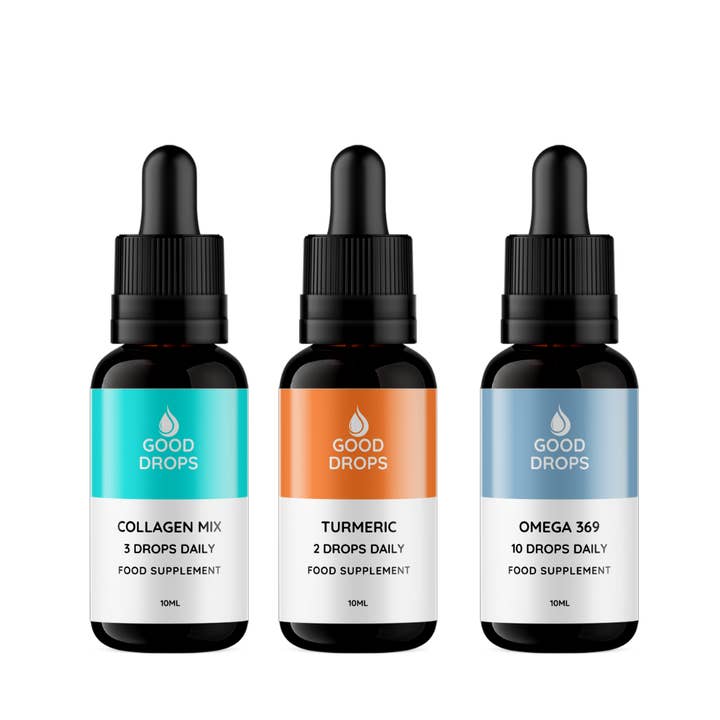 Good Shots - Wholesale Oral Supplement/Vitamin - 3 Pack Good Drops Omega 369, Collagen, Turmeric