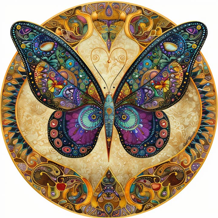 Art Nouveau Butterfly Wall Accent, Tambourine and Ribbon Butterfly Art, Bodhi Gifts for wholesale by Bodhi Leaf Market
