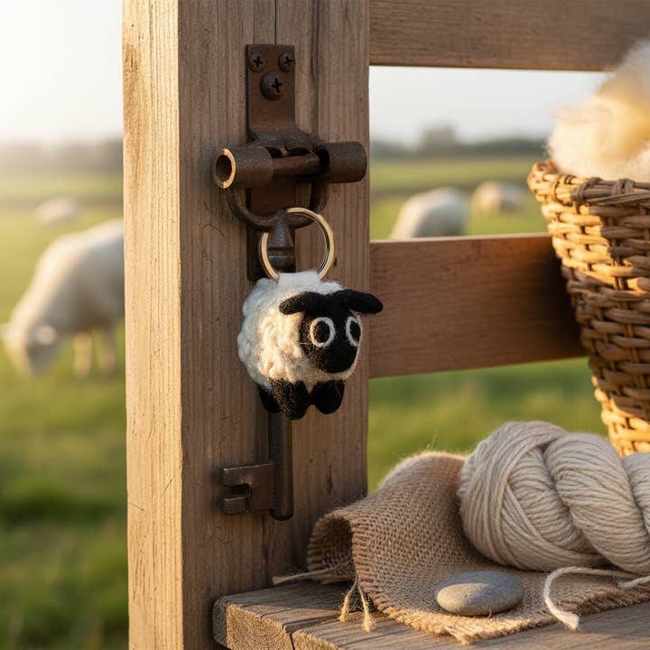 Felt So Good - Wholesale Keychain - Unisex - Handmade Fair trade Needle Felt Black Sheep Keyring4