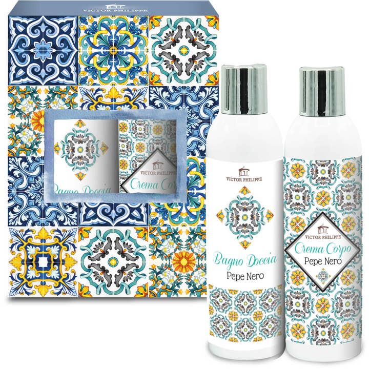 Sæt med sort peber (200 ml showergel, 200 ml bodycreme) for engroshandel hos Victor Philippe