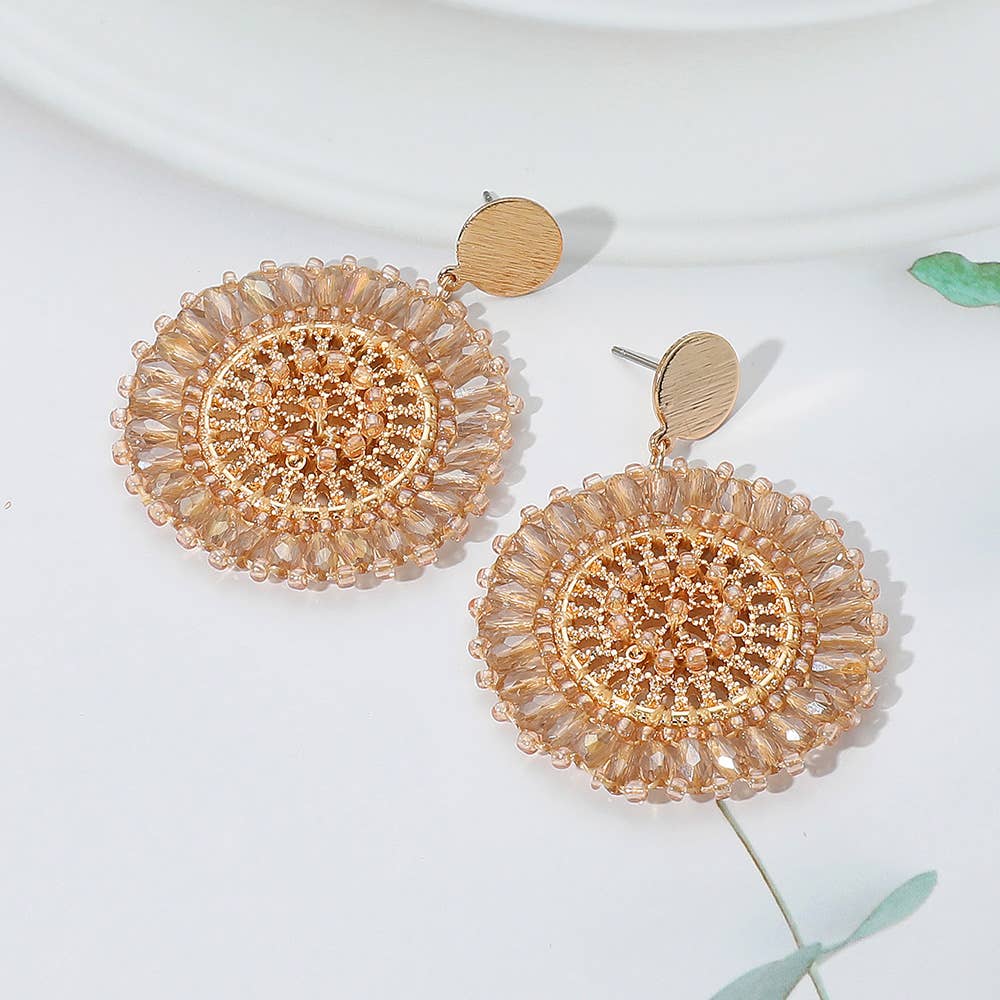 Sensibling Corp. - Wholesale Dangle Earrings - Boho Faceted Beaded Mandala Dangle Earrings
2