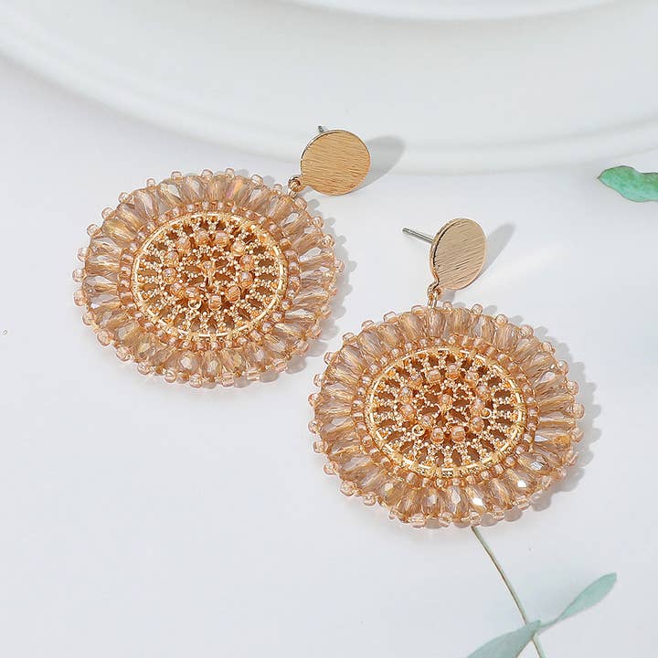 Sensibling Corp. - Wholesale Dangle Earrings - Boho Faceted Beaded Mandala Dangle Earrings
2