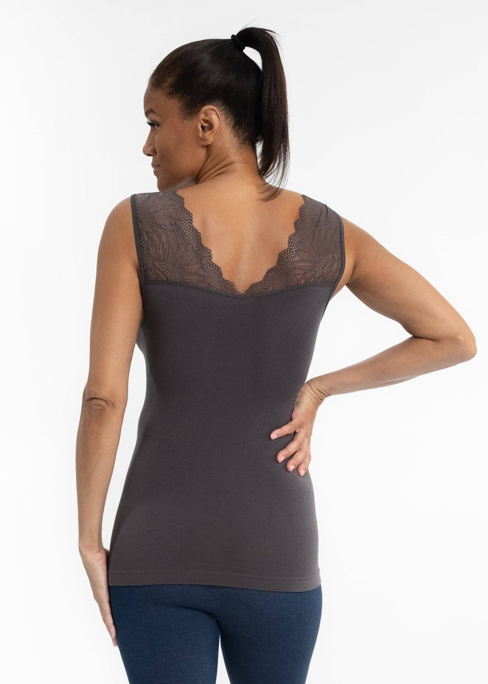 ELIETIAN - Vente Haut en maille – femme - Top réversible avec insert en dentelle58