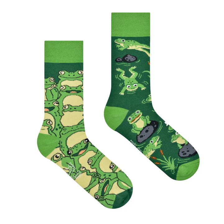 Meias de rãs | Meias com padrão de rãs - meias casuais desencontradas por atacado de Spox Sox