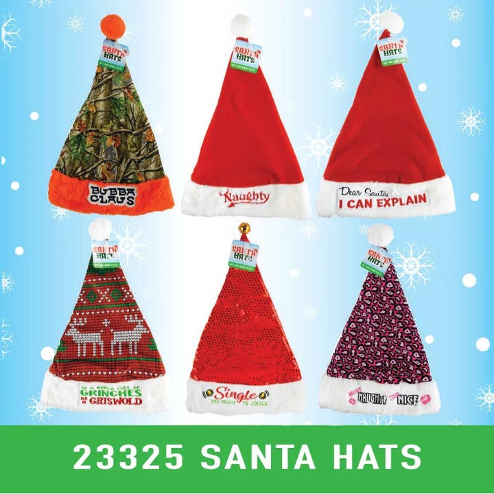 Holiday Fun Santa Plush Hats Christmas Assortment for wholesale by Novelty Closeout