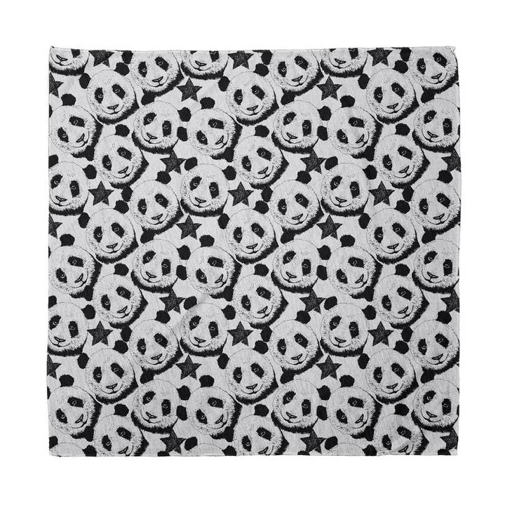 Panda Print Bandana Unisex Retro Schetsstijl en Sterren 22" voor wholesale door Ambesonne