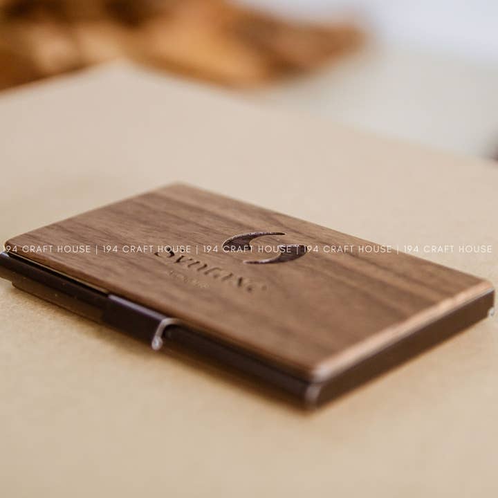 194 Craft House - Vente Support pour cartes de visite - Porte-cartes de visite en bois d'érable - Porte-cartes en bois8