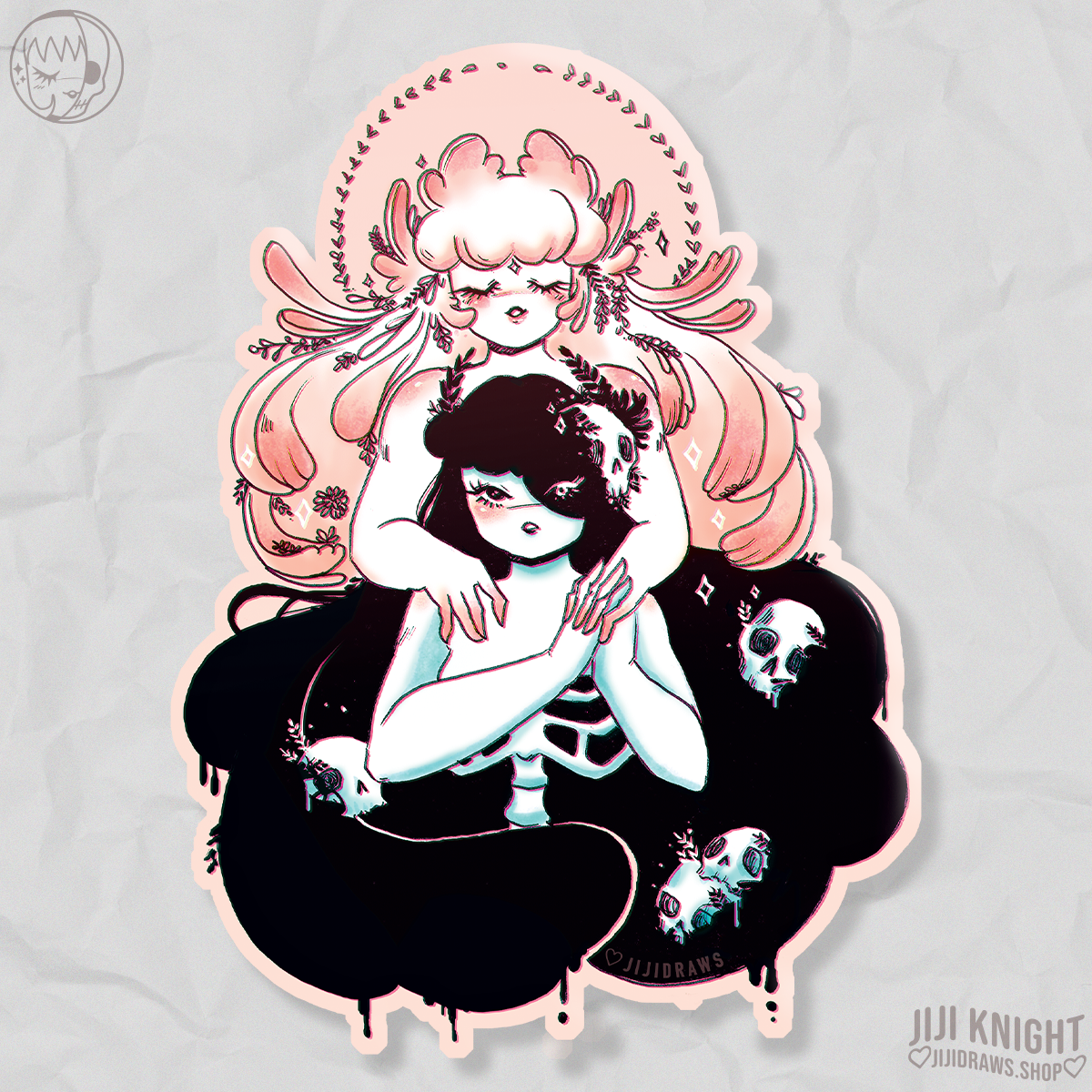 JIJI KNIGHT ILLUSTRATIONS - Wholesale Sticker - Sticker // La Muerte Y Fiora Pink Set2