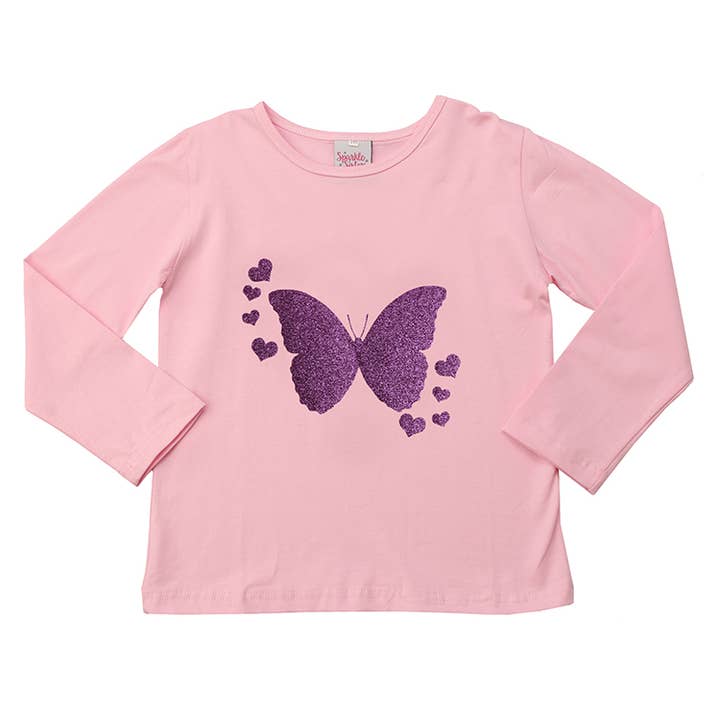 Sparkle Sisters by Couture Clips - Wholesale T-shirt – Kids - Lavender Butterfly Long Sleeve Tee1