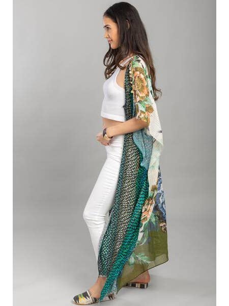 SAACHI - Wholesale Kimono - Women's - Shimmering Floral Print Kimono