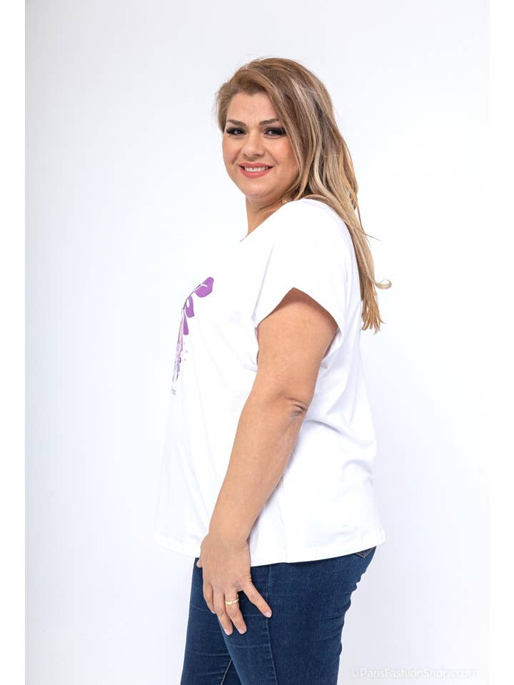 Attrait Paris - Wholesale Screen Printed T-Shirt - Women's - Printed cotton T-shirt You are precious Plus size