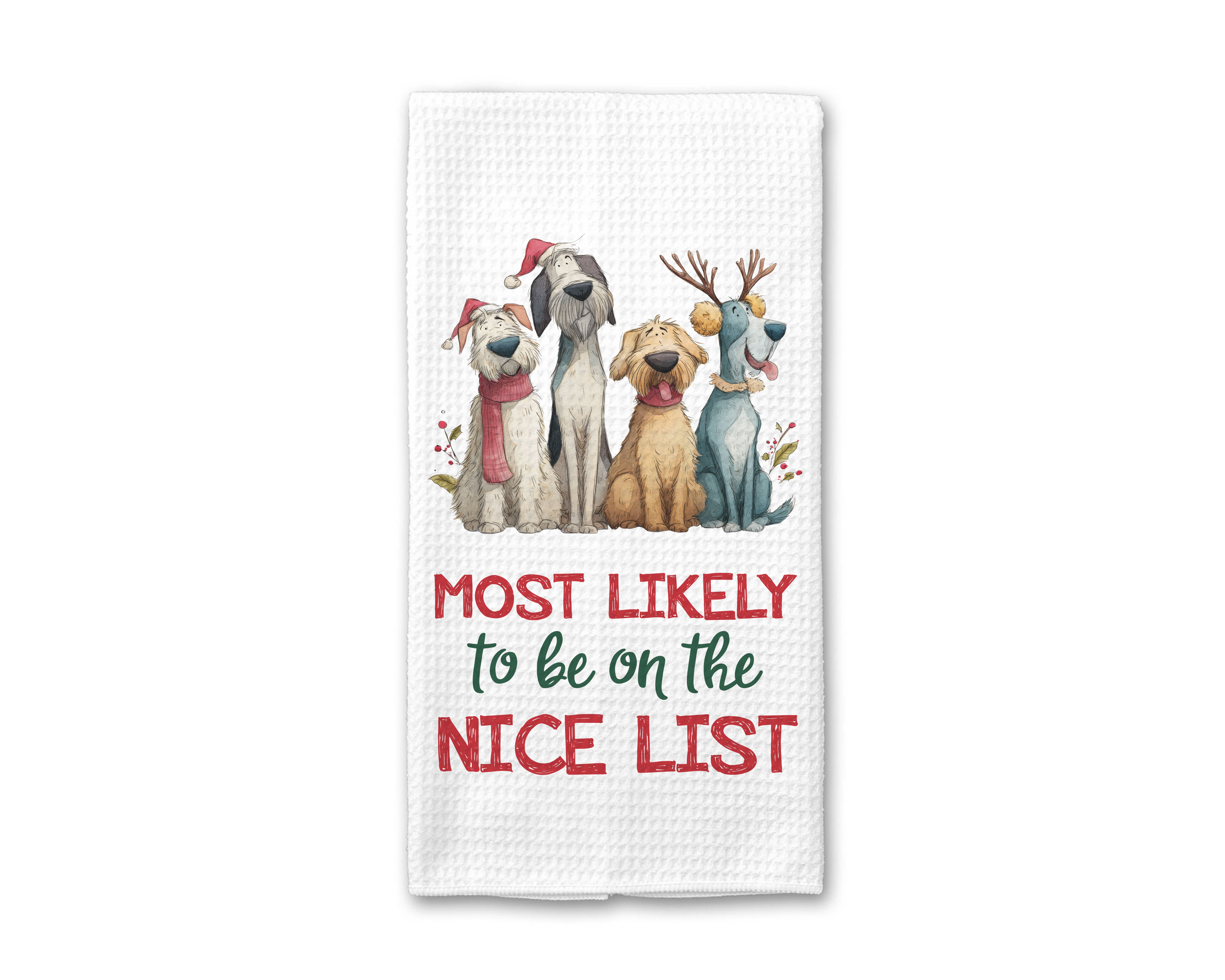 Canary Road - Vente Torchons - Torchon de cuisine Liste des gentils de Noël Chien Animal de compagnie Vacances Animal Chiot0