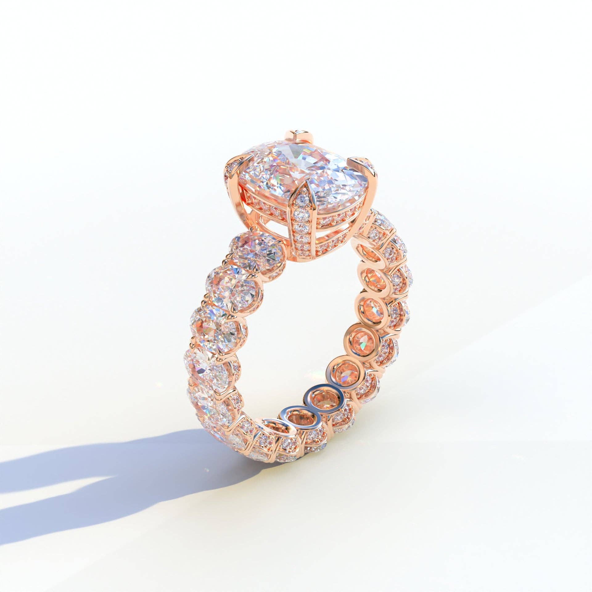 Mohana Jewels - Luxury – Anel de noivado por atacado – Anel de Diamante de Laboratório de 2 Quilates E VVS Corte Oval Eternidade Completa - Enigma13