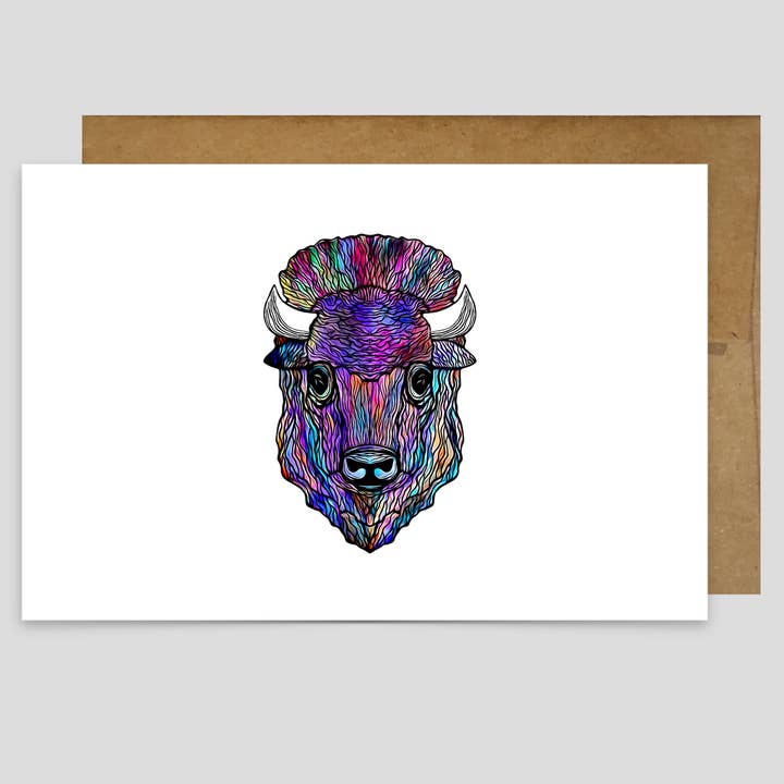 Colorful Bison - Greeting Card for wholesale by Kevin & Kaia