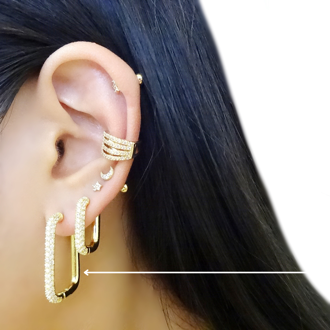 KIKICHIC - Wholesale Hoop Earrings - Large CZ Rectangle Hoop Earrings2