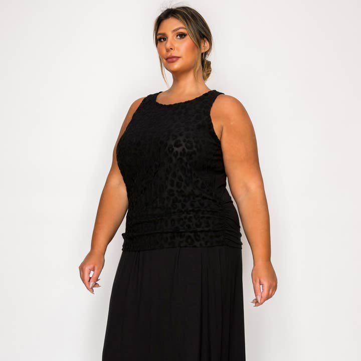 CANOTTA CURVA ARRICCIATA LATERALE CHEETAH BURNOUT per la vendita all'ingrosso da parte di Coin 1804