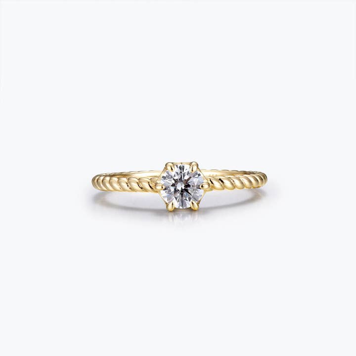 Dissoo® gul guld runde Solitaire Bezel snoet forlovelsesring for engroshandel hos Dissoo