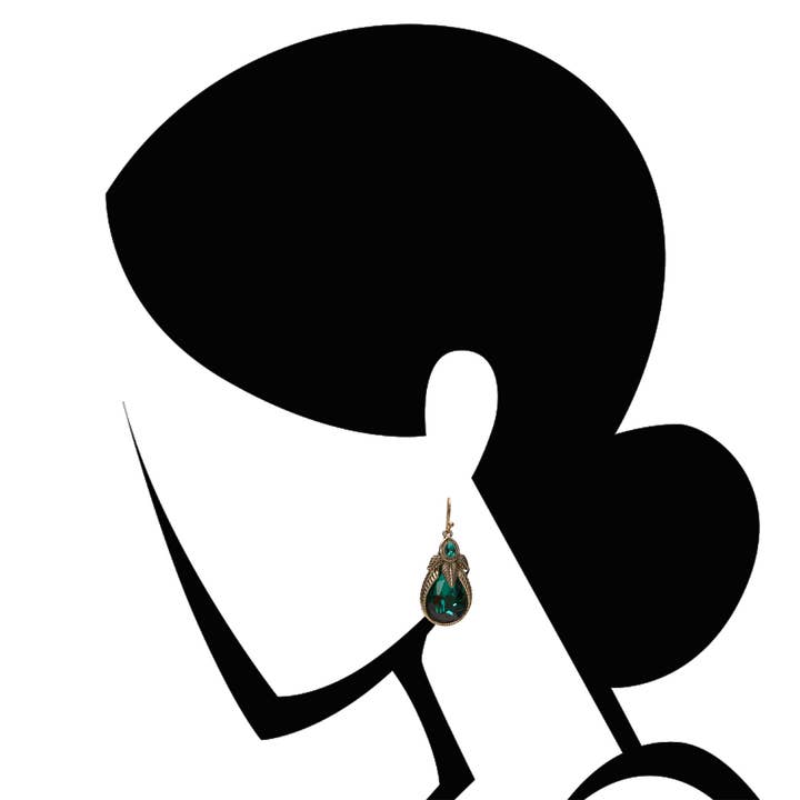 Lovett & Co - Wholesale Dangle Earrings - Emerald Art Nouveau Earrings: Palm Leaf Earrings3