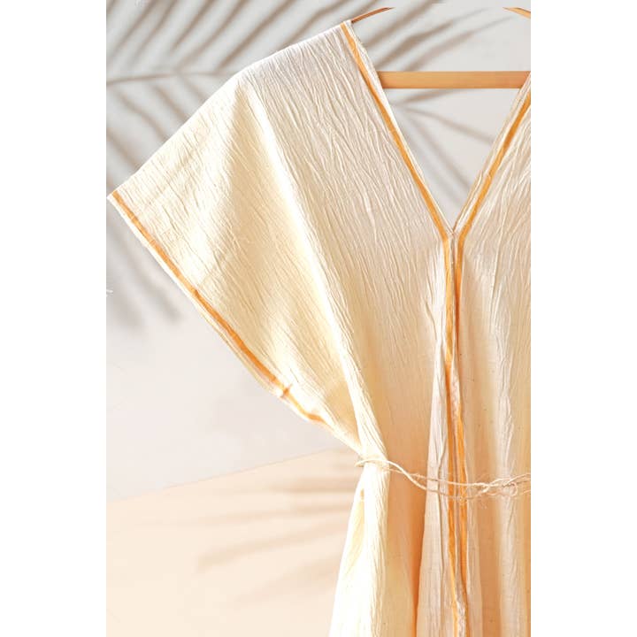 Handwoven Caftan Dress Yellow Stripes for wholesale by MIASETA