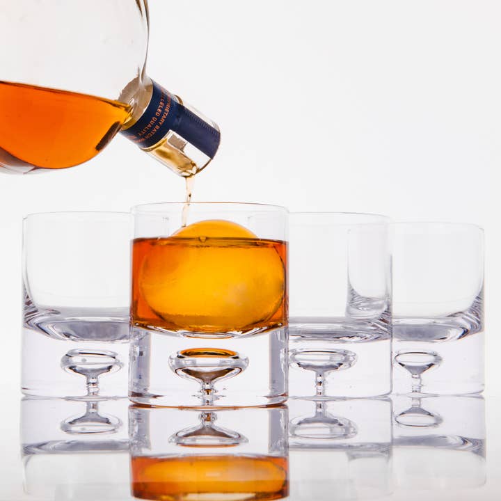 Lemonsoda - Wholesale Cocktail/Liquor Glass - Crystal Bubble Heavy Base Whiskey Glass Tumbler - 9 oz (1pc)
