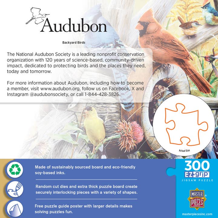 Masterpieces Puzzles - Wholesale Puzzle - Adult - Audubon - Backyard Birds 300 Piece EZ Grip Puzzle2