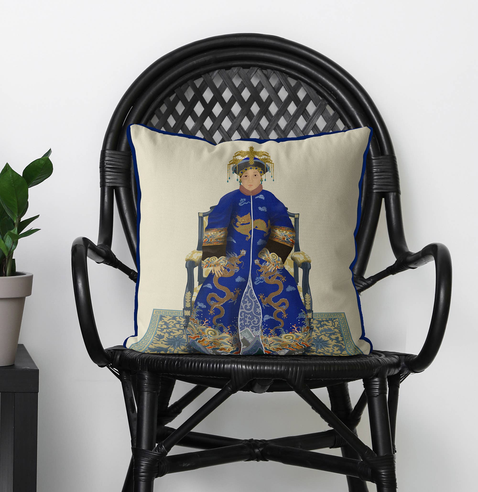 FabFunky Ltd - Wholesale Throw/Decorative Pillow - Chinese Emperor/Empress 2 Blue Chinoiserie pillow cushion3