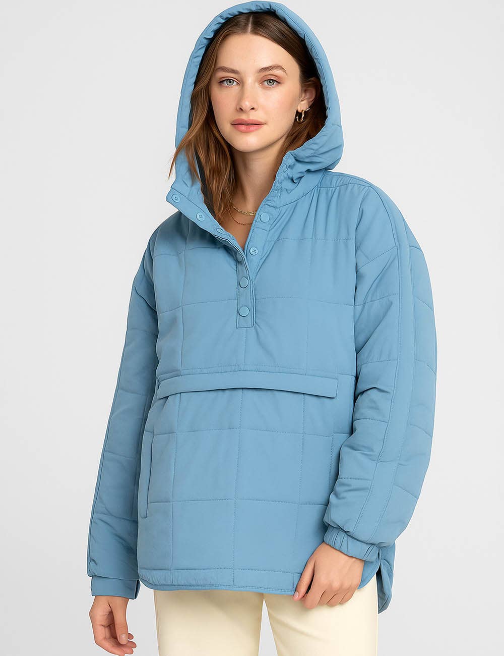 Sweetkama – wholesale Puffer jacket – Women’s – Ladies Button Pullover Hooded Padded Puff Jacket SKT475525