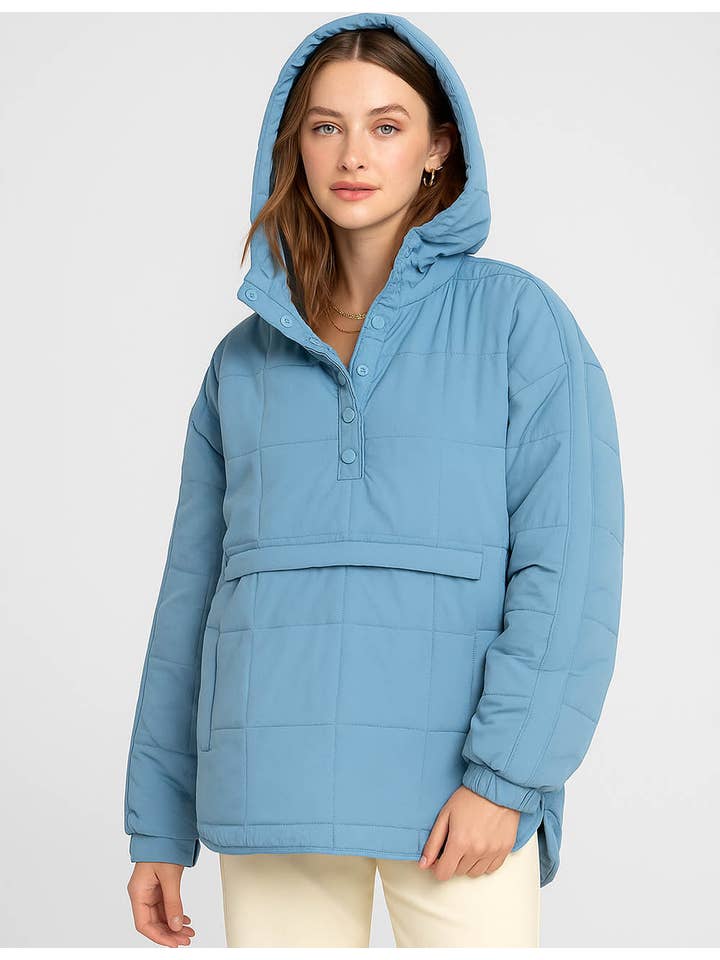Sweetkama - Wholesale Puffer Jacket - Women's - Ladies Button Pullover Hooded Padded Puff Jacket SKT47554