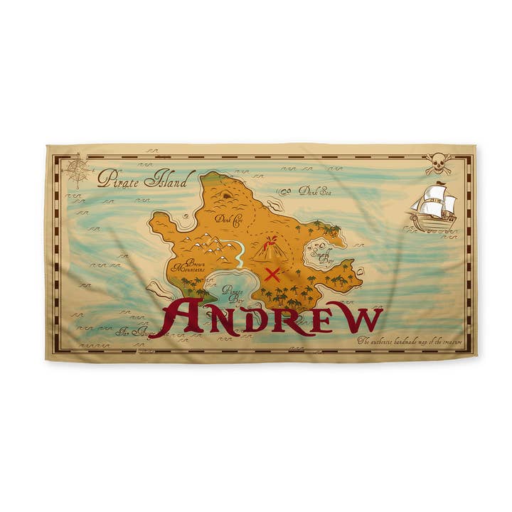 Beach Towel: Pirate Map for wholesale by Sam and Zoey