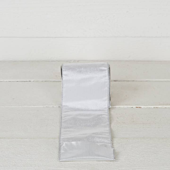 Holiday Depot Inc. - Wholesale Ribbon - Gift Wrapping - R32982-Wired Ribbon-Platinum Velvet w. Silver Back (4inW)5