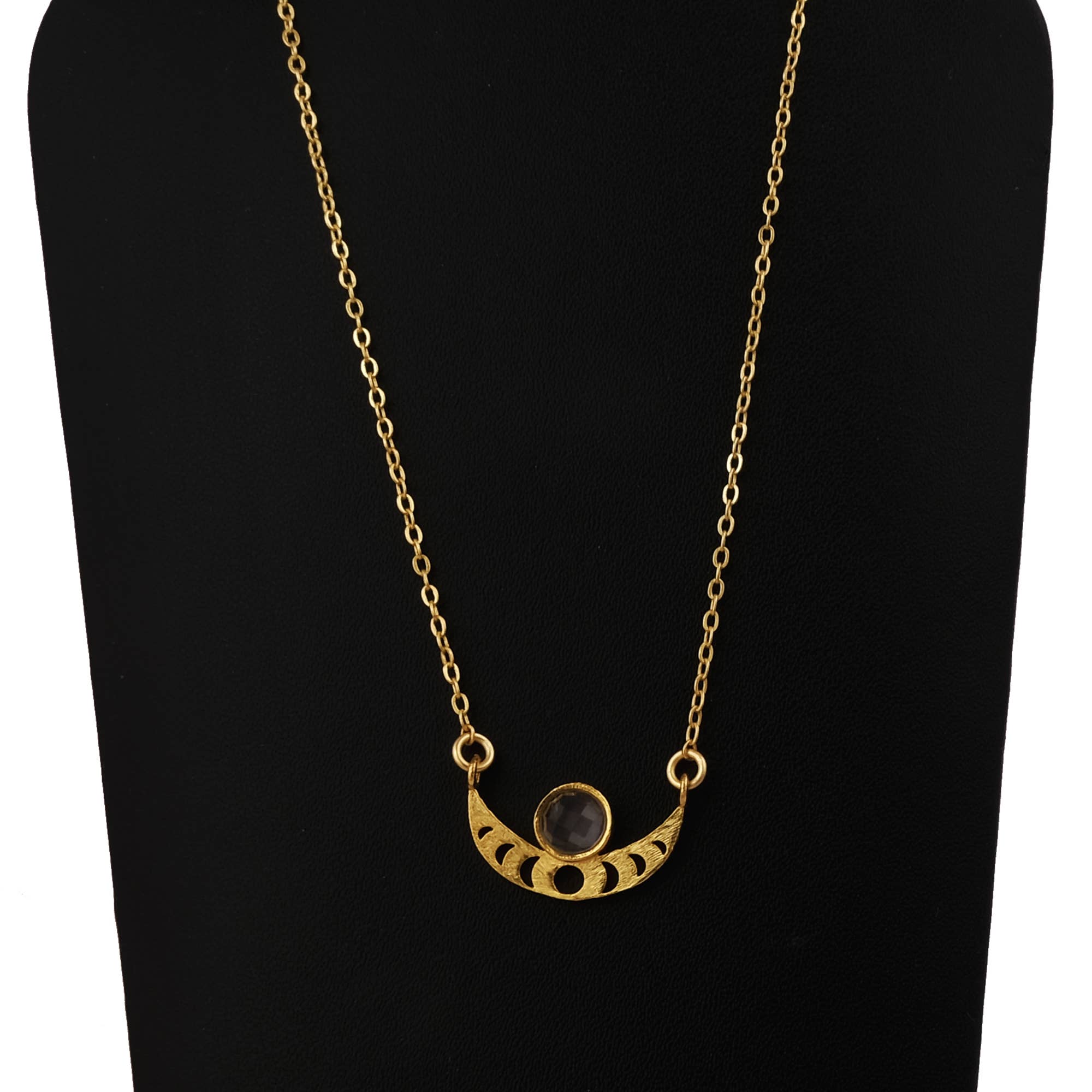 El Joyero – wholesale Pendant/charm necklace – Crystal Quartz Designer Gold Plated Lunar Moon Necklace1