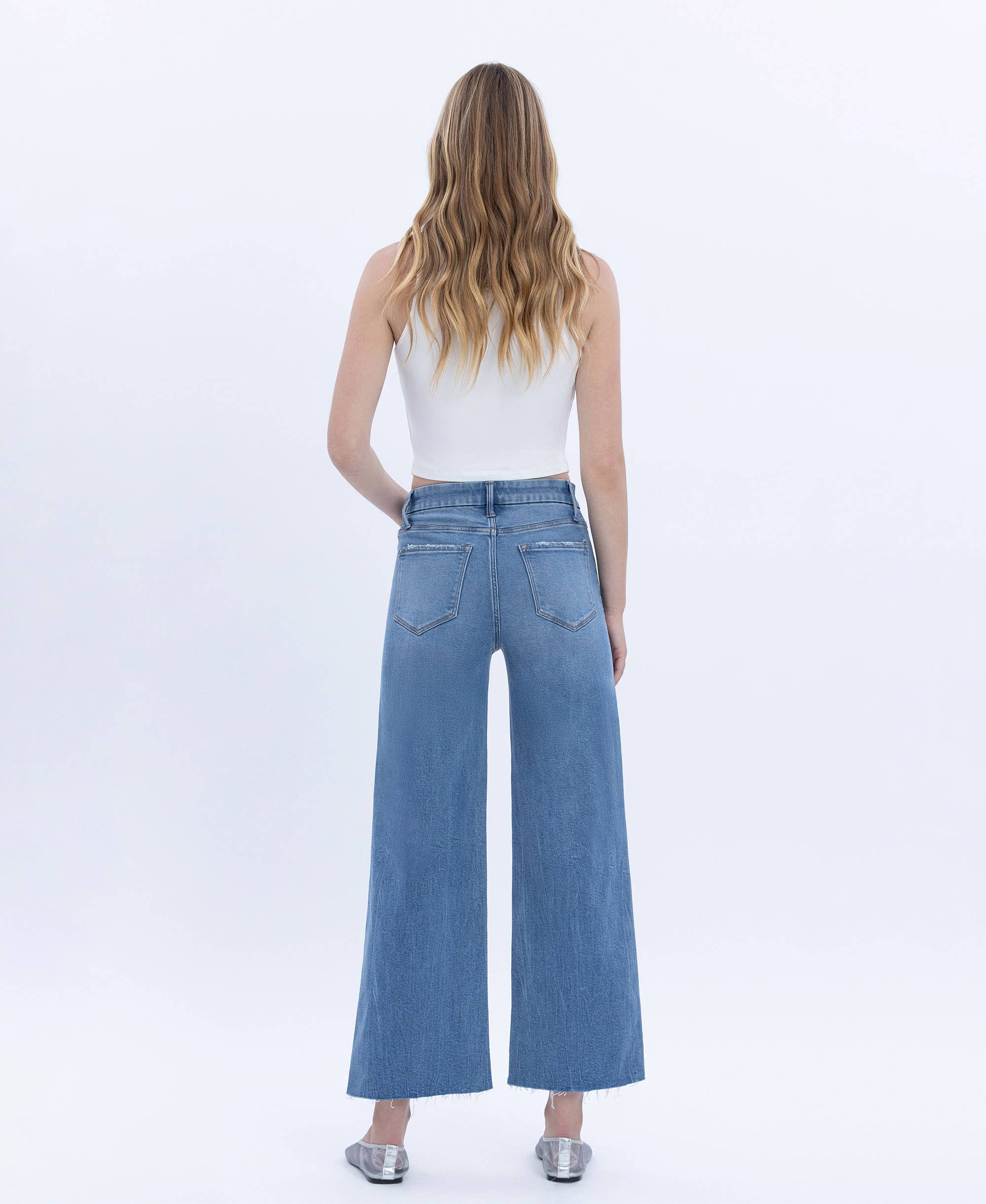 SERENE PROMISE HIGH RISE COMFORT WAISTBAND CROP WIDE JEANS T6947 for wholesale on Faire5