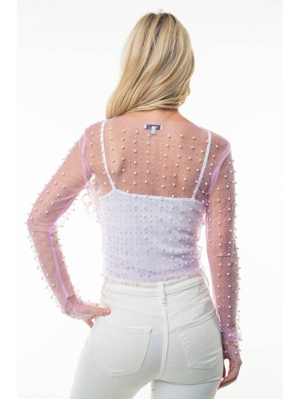 White Birch - Wholesale Blouse - Women's - T24705 Long Sleeve Metalic Mesh Top9