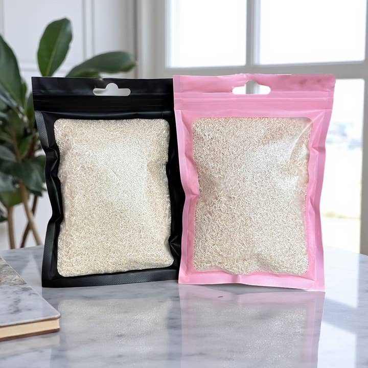 1 OZ Naturlig Loofah Strimlet Pose for engroshandel hos Luna Azul Co