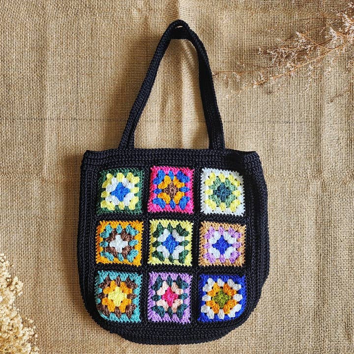 Quince Fables - Wholesale Tote Bag - Women's - Hand-Crochet Bohemian Style Granny Square Bag ✅