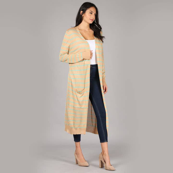 STRIPE LONG CARDIGAN SWEATER for wholesale by Coin 1804