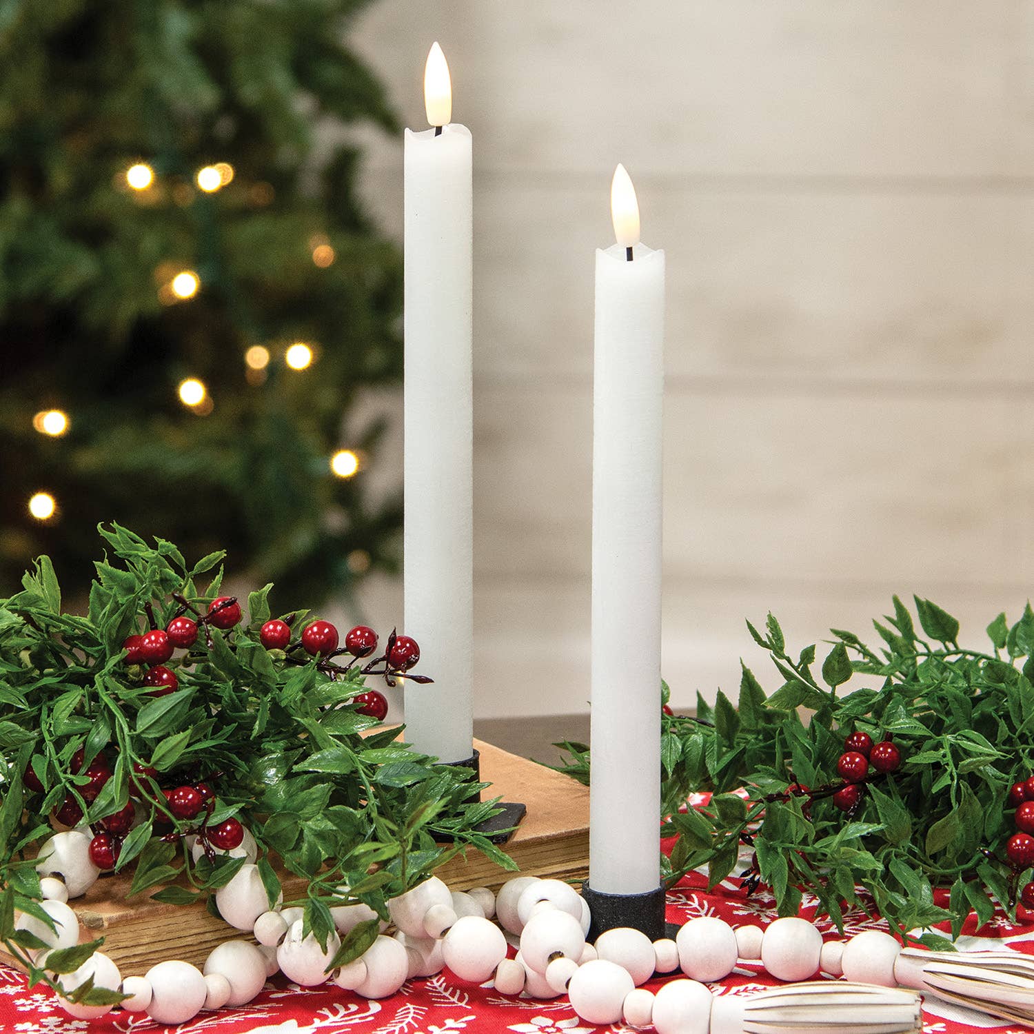 Col House Designs - Wholesale Tapered Candle/Candlestick - 2/Set - White Wax Timer Tapers - 10"H1