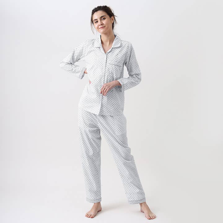 Pyjama Femme Jade Blockprint (Gris) pour la vente par Little West Street