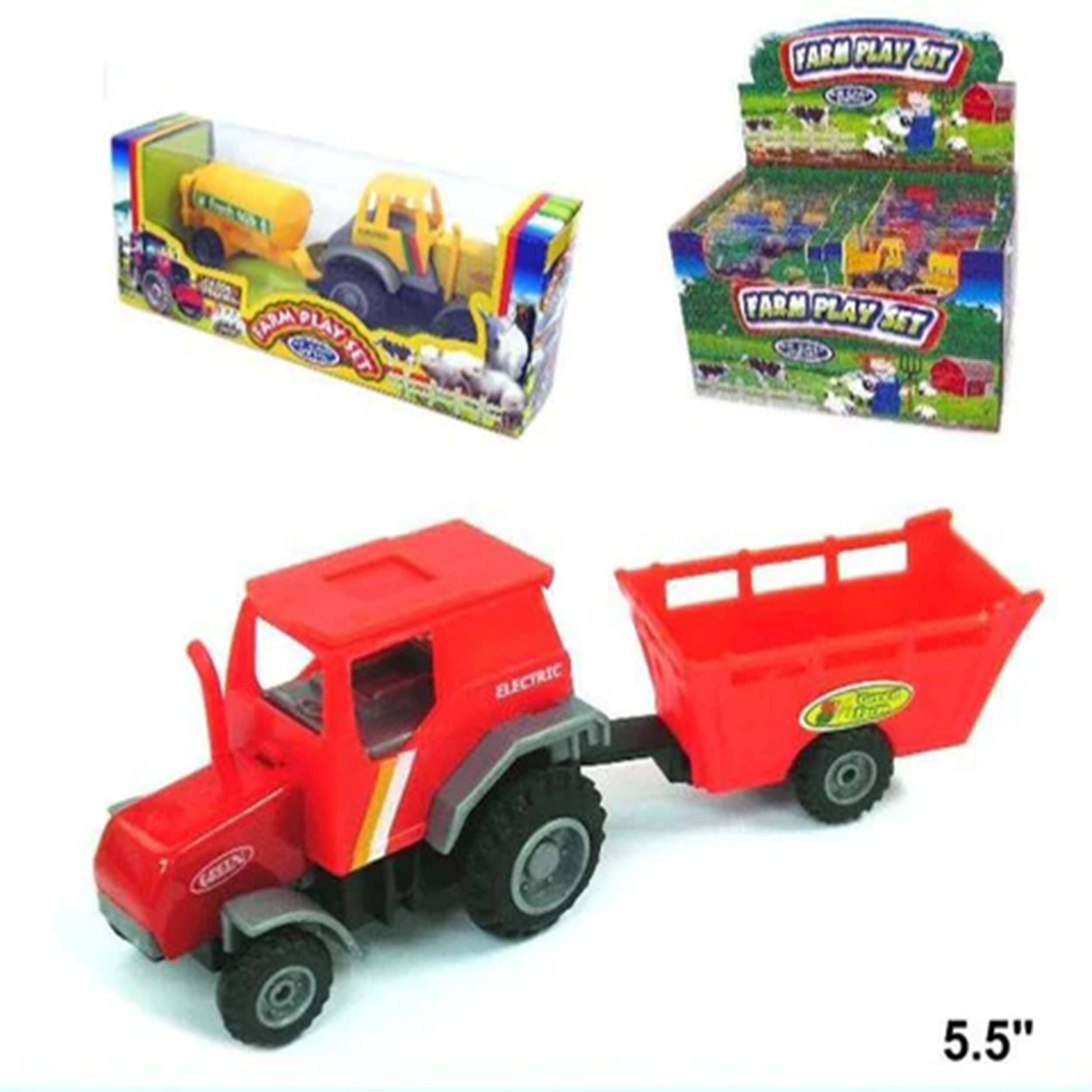 Toyarina - Wholesale Toy Car/Truck - Kids - Farm Tractor with Trailer Diecast Metal Friction Powered0