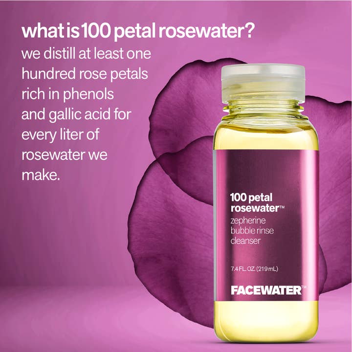 Plant Beauty Distillery - Wholesale Facial Cleanser - 100 Petal Rosewater Zepherine Bubble Rinse Cleanser