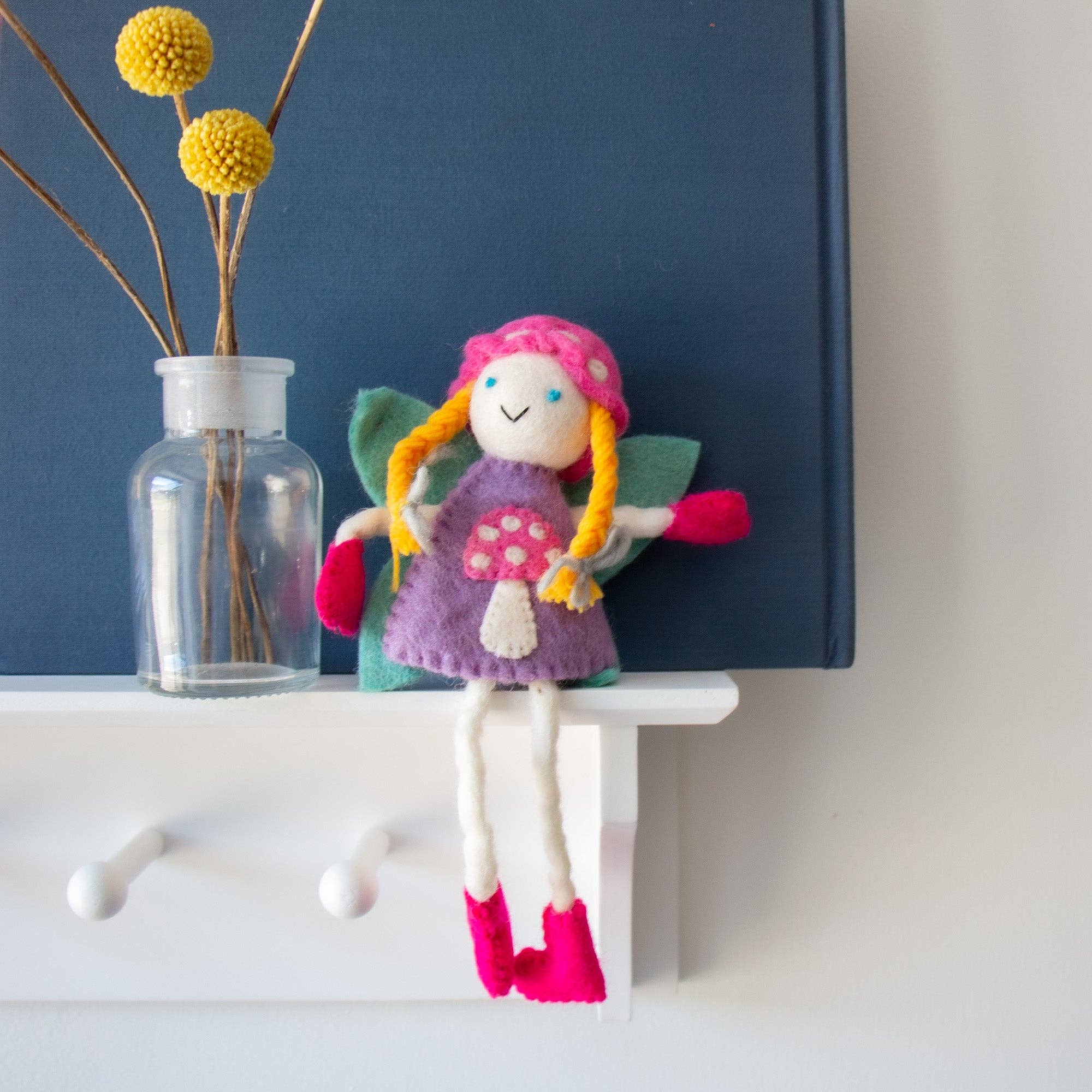 Global Crafts – wholesale Tooth fairy pillow – Child – Mushroom Bonnet Tooth Fairy Pillow Blonde Pink1