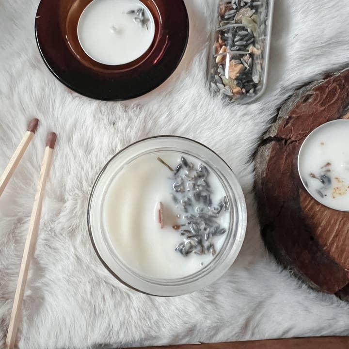 Lit Rituals - Wholesale Jar/Filled Candle - Earl Grey & Lavender Creme Soy Candle - Wooden Wick