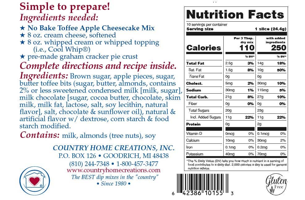 Country Home Creations - Wholesale Cake Mix - No Bake Toffee Apple Cheesecake2