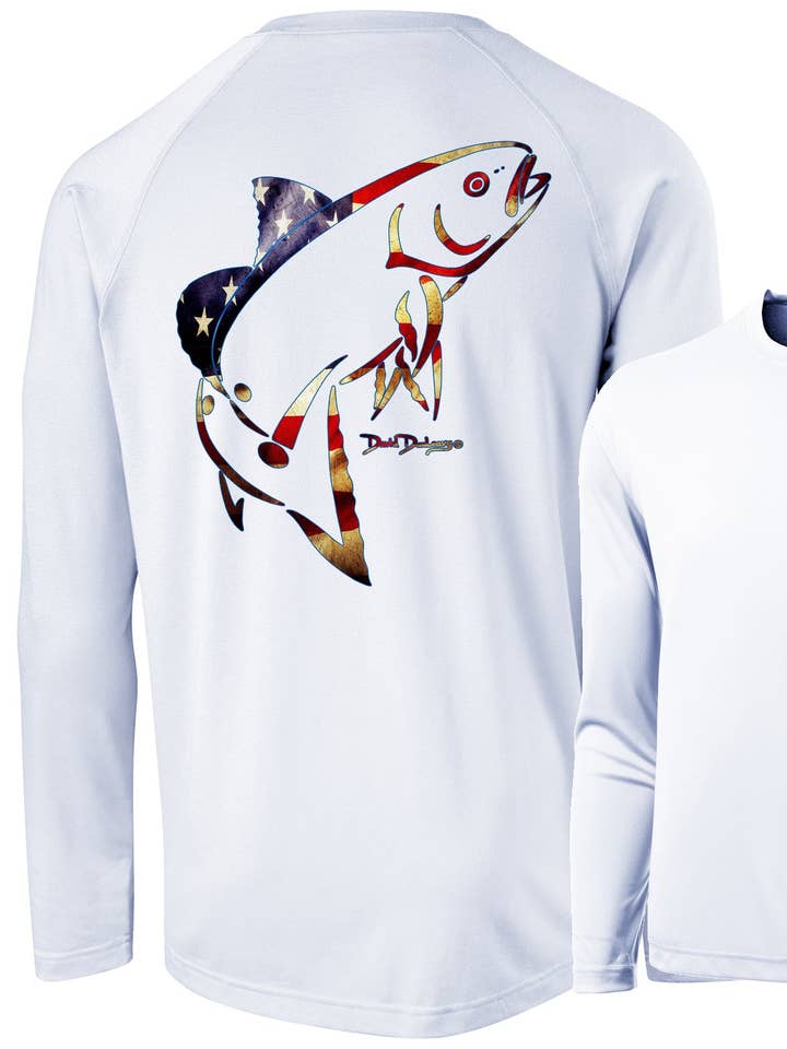 Maglia a Maniche Lunghe da Uomo Performance Redfish Deco USA per la vendita all'ingrosso da parte di David Dunleavy